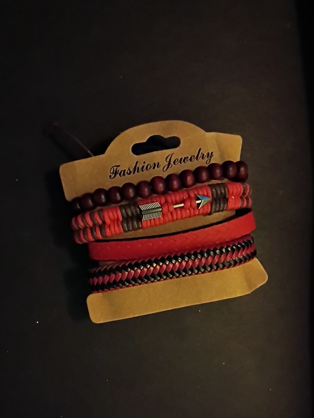 Fashion Jewelry Red and Brown Layered Women's Bracelet Set